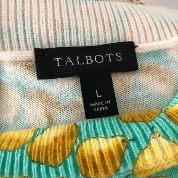 Talbots Pear Print Pullover Button Back Sweater - Picture 4 of 4